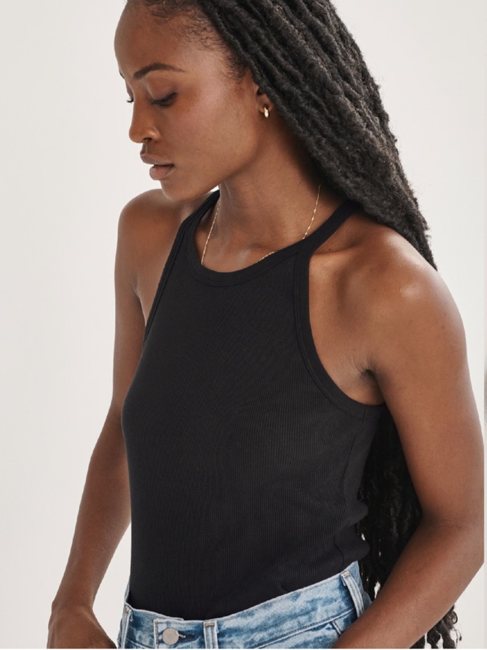 Aritzia Sunday Best Basic Ribbed Tank Top Black size Small